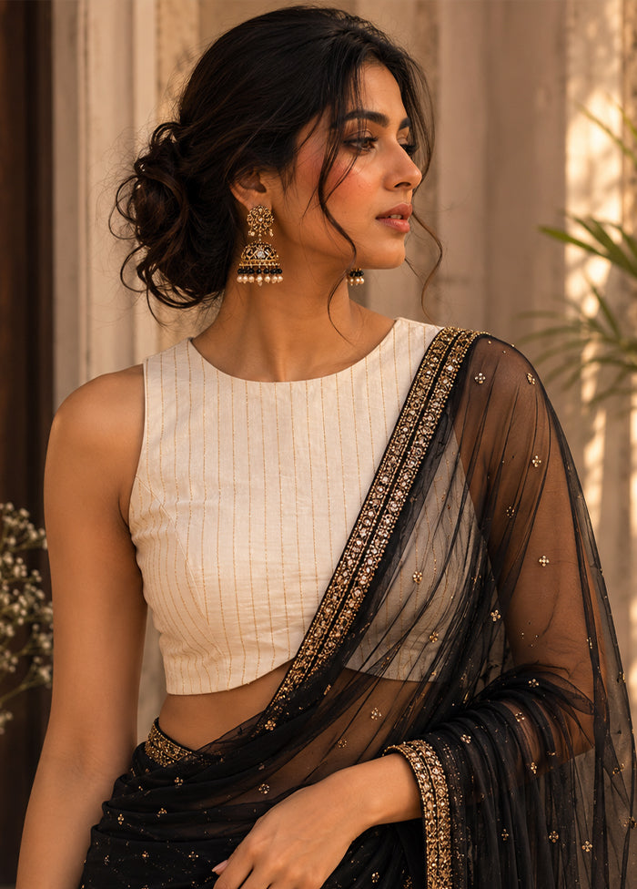 Cream Halter Neck Designer Blouse