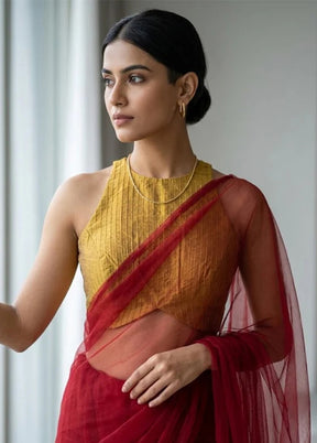 Mustard Halter Neck Designer Blouse