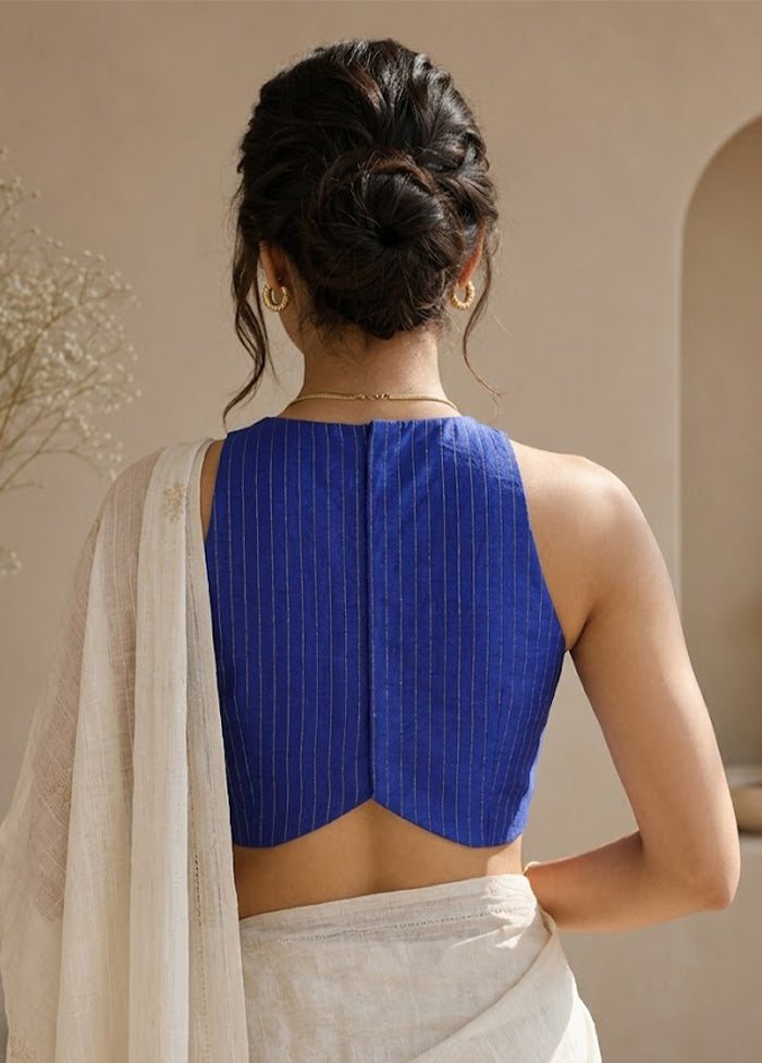 Royal Blue Halter Neck Designer Blouse