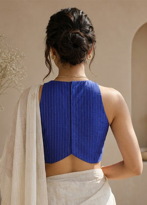 Royal Blue Halter Neck Designer Blouse