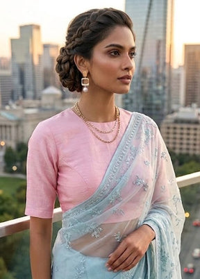 Baby Pink High Neck Designer Blouse