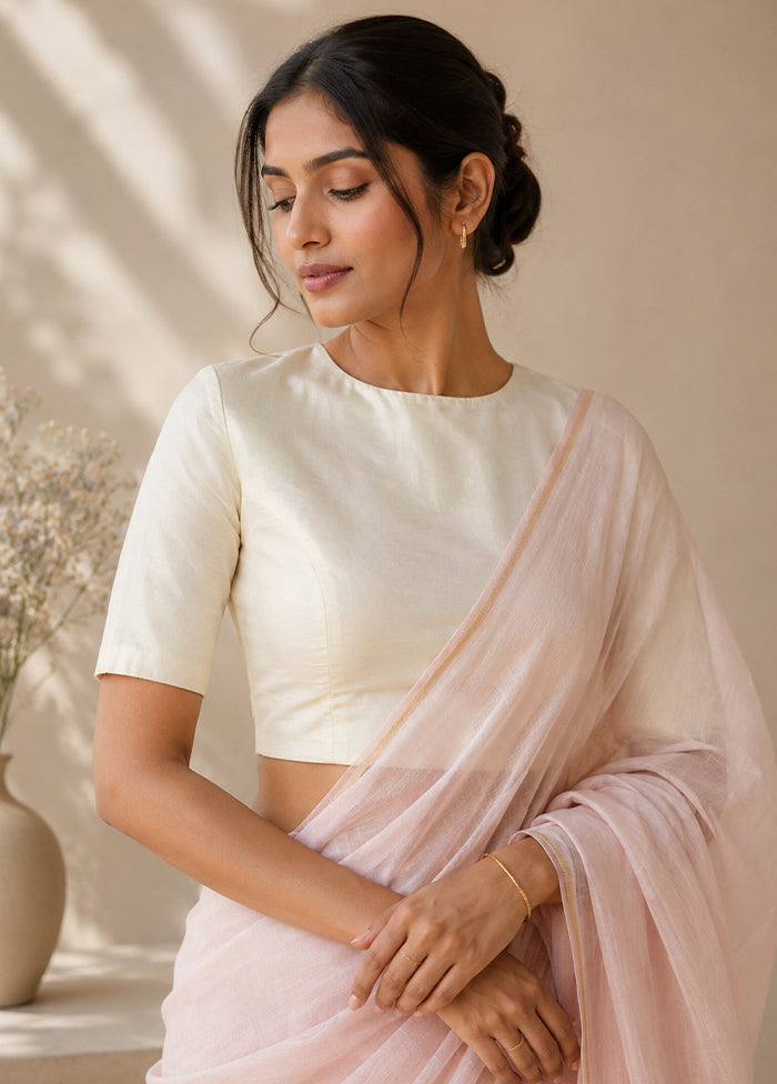 Cream High Neck Designer Blouse