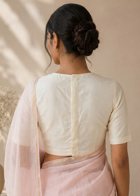Cream High Neck Designer Blouse