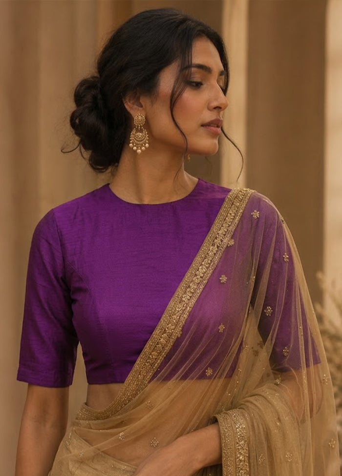 Purple High Neck Designer Blouse