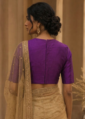 Purple High Neck Designer Blouse