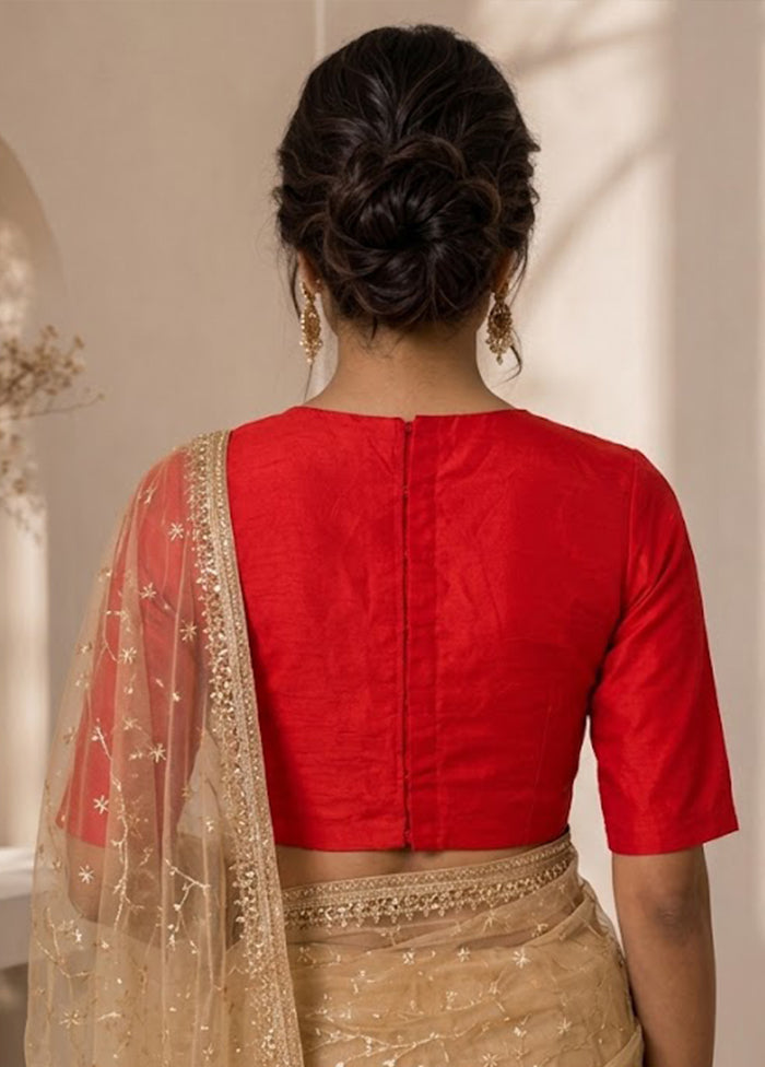 Red High Neck Designer Blouse