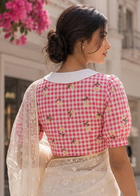 Baby Pink Collar Neck Designer Blouse