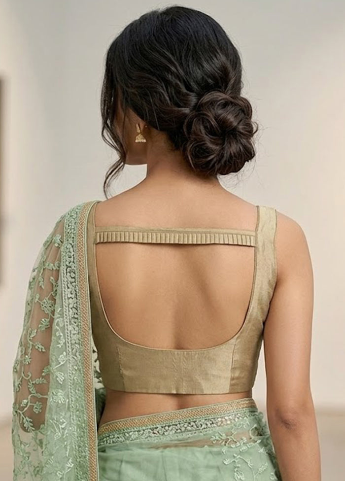 Beige Round Neck Designer Blouse
