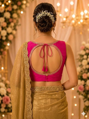 Rani Pink V Neck Designer Blouse