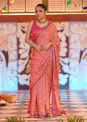 Pink Modal Pure Silk Saree Without Blouse Piece