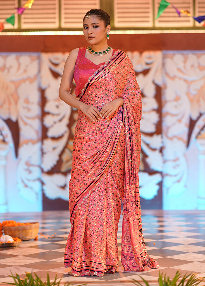 Pink Modal Pure Silk Saree Without Blouse Piece