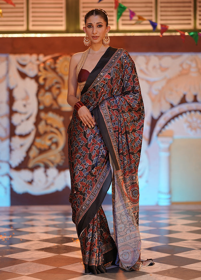 Multicolor Modal Silk Saree Without Blouse Piece