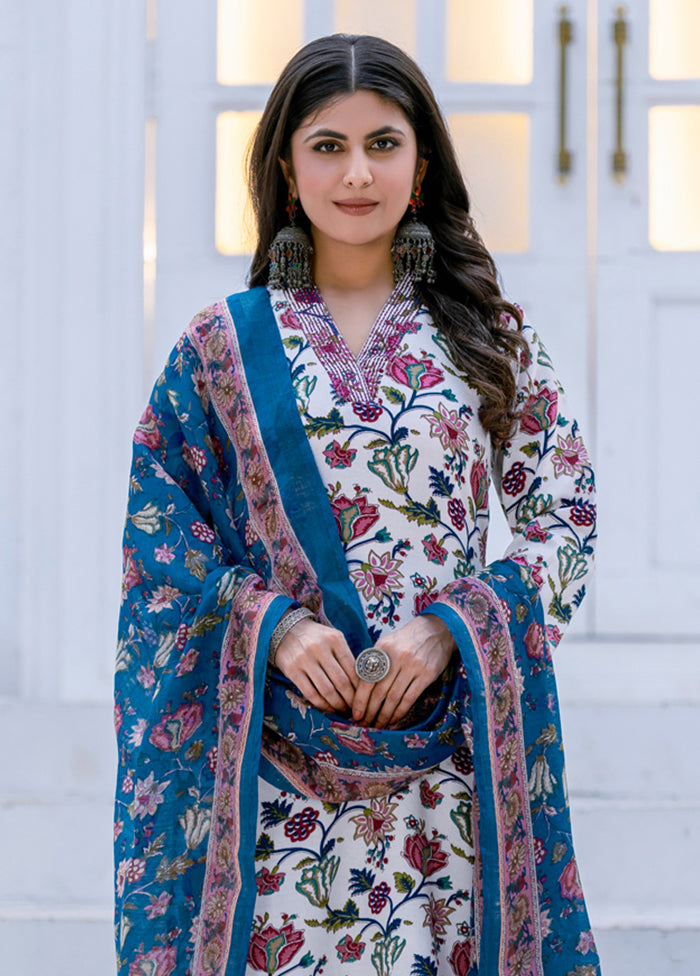 3 Pc White Silk Suit Set
