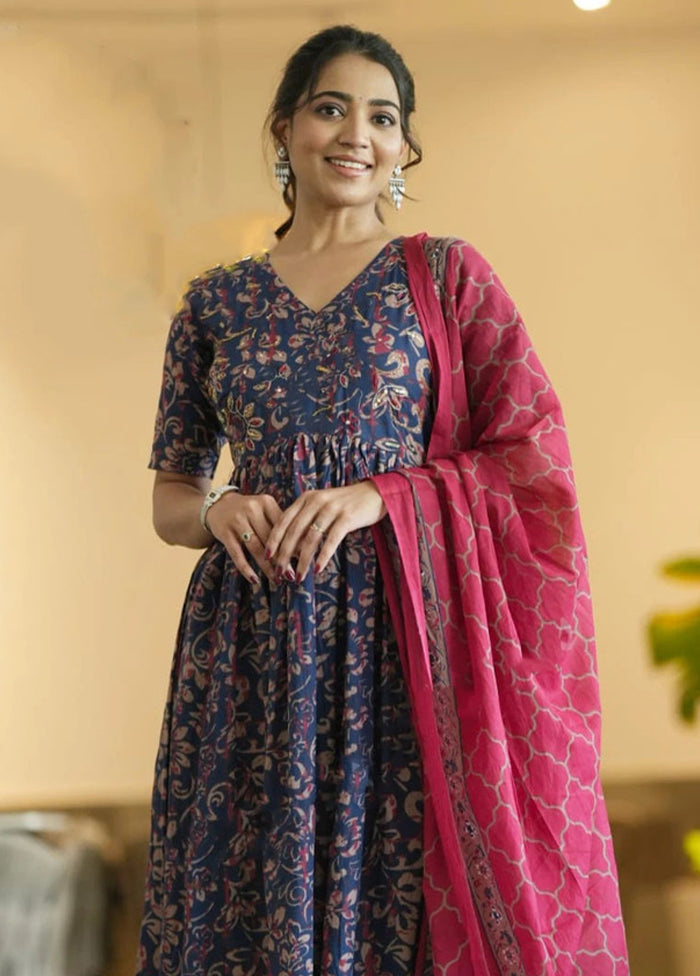 3 Pc Blue Silk Suit Set