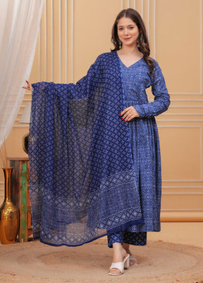 3 Pc Blue Silk Suit Set
