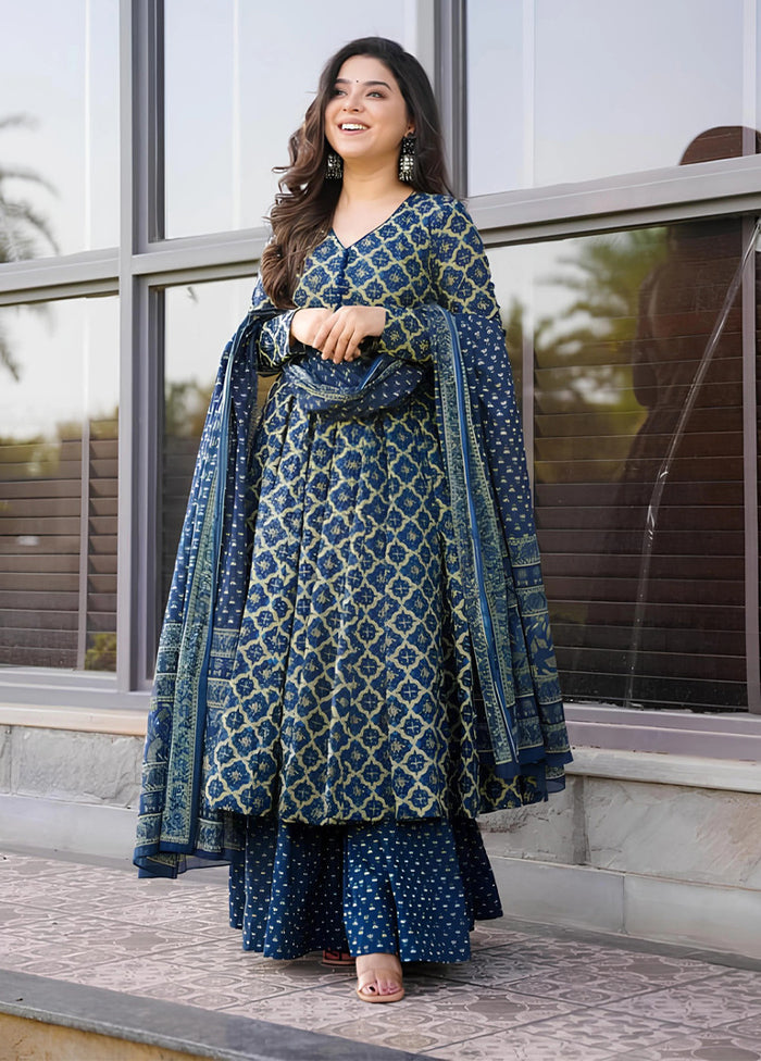 3 Pc Blue Silk Suit Set