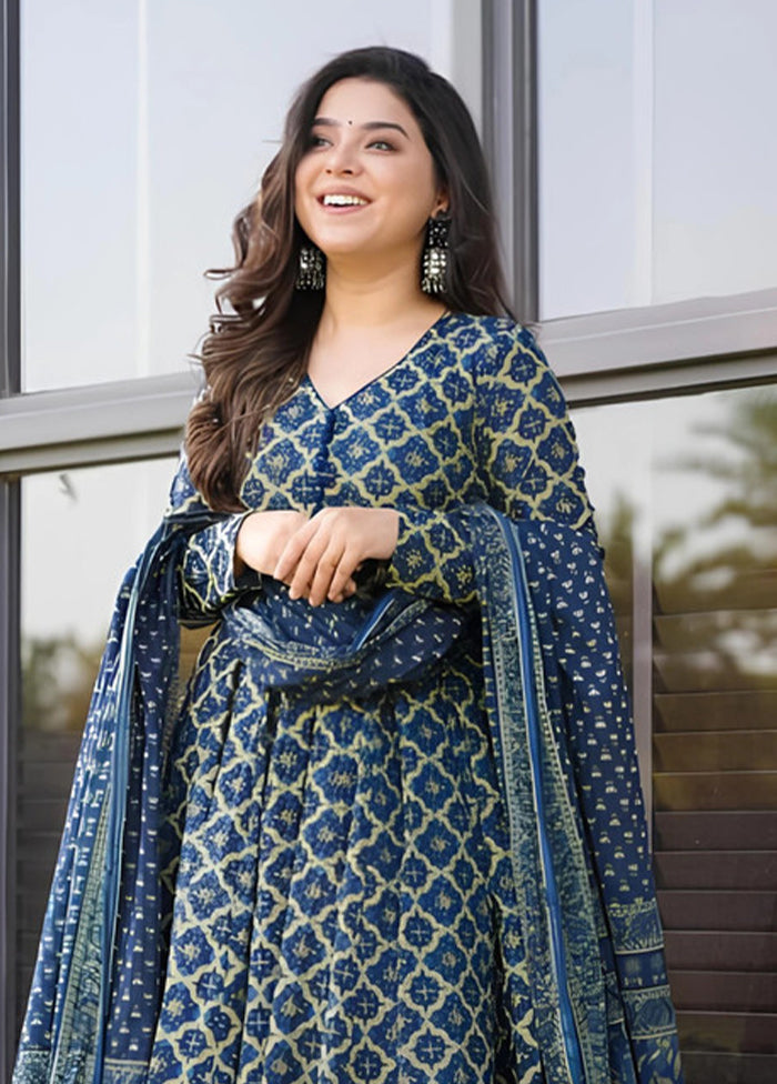 3 Pc Blue Silk Suit Set