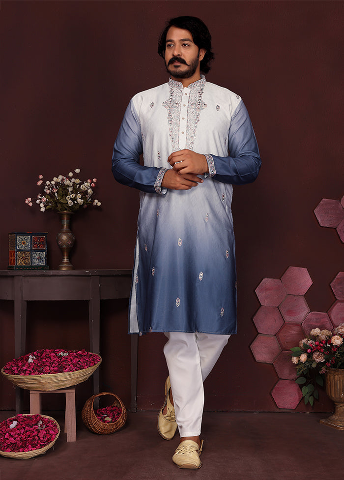 Blue Cotton Kurta & Pajama Set