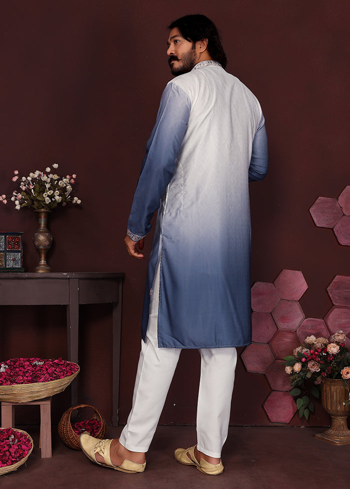 Blue Cotton Kurta & Pajama Set