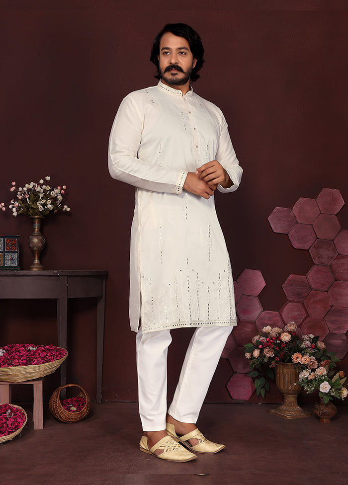 White Silk Kurta & Pajama Set