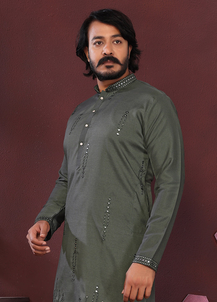 Green Silk Kurta & Pajama Set