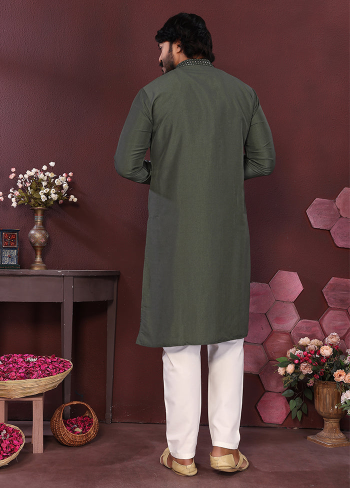 Green Silk Kurta & Pajama Set