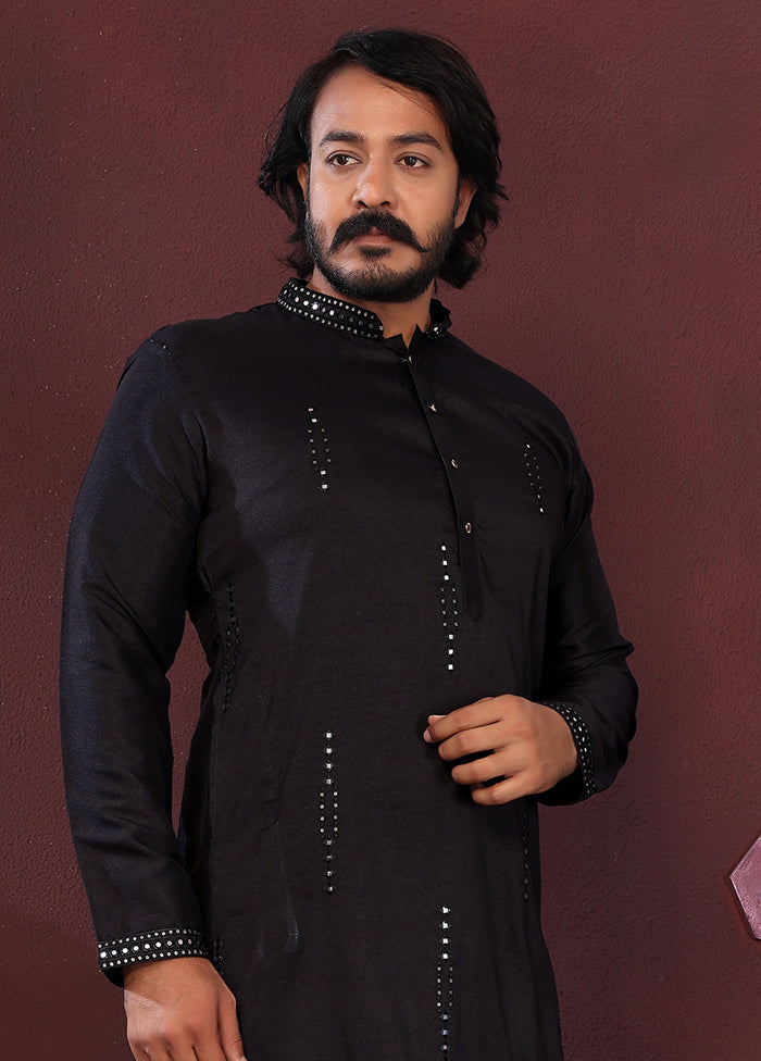 Black Silk Kurta & Pajama Set
