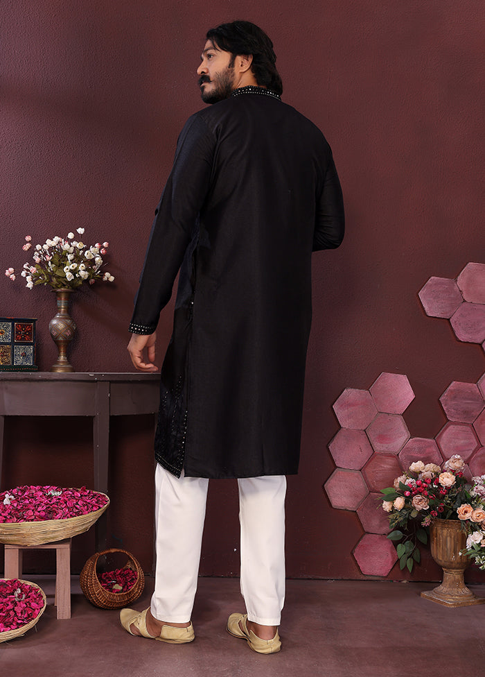 Black Silk Kurta & Pajama Set