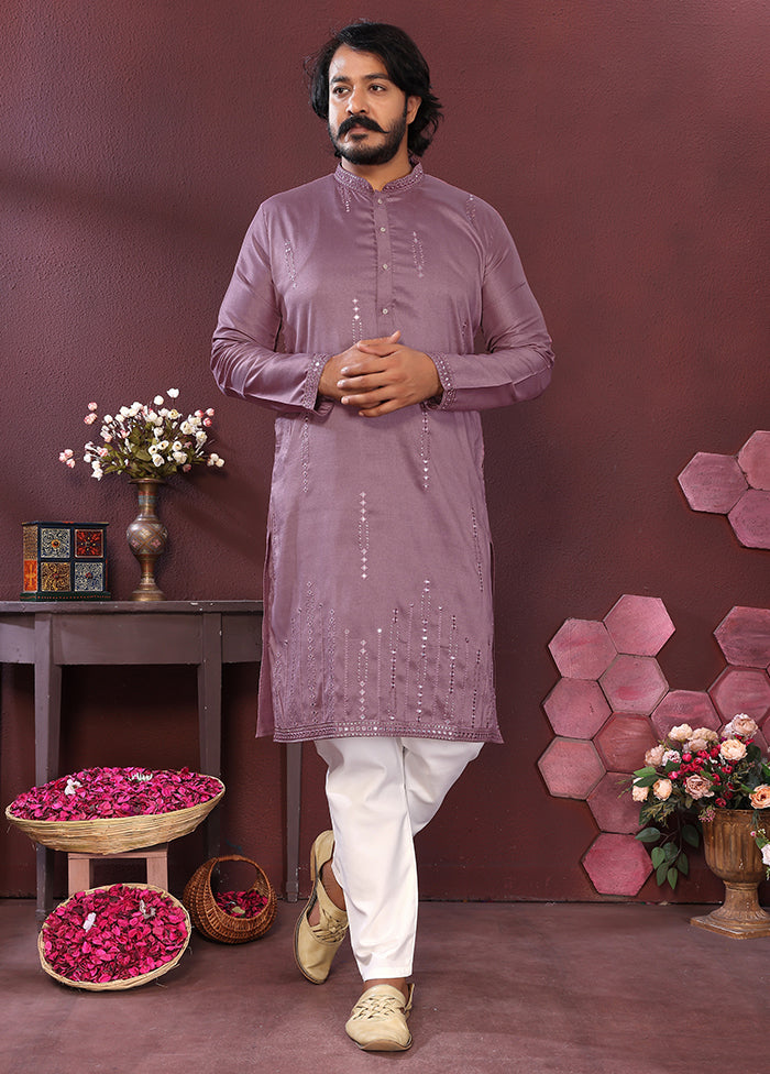 Purple Silk Kurta & Pajama Set