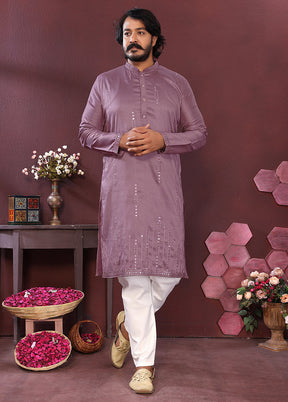 Purple Silk Kurta & Pajama Set