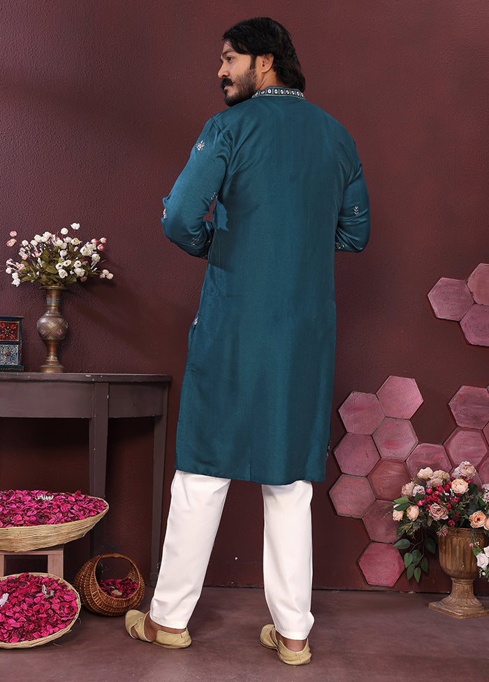 Green Silk Kurta & Pajama Set