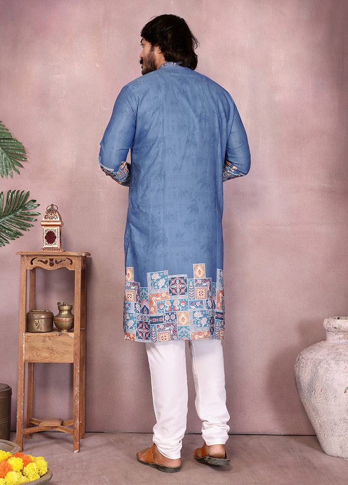 Blue Cotton Kurta & Pajama Set