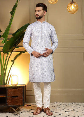 Grey Silk Kurta & Pajama Set