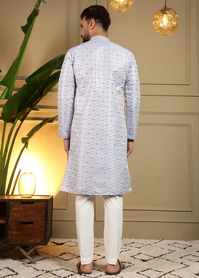 Grey Silk Kurta & Pajama Set