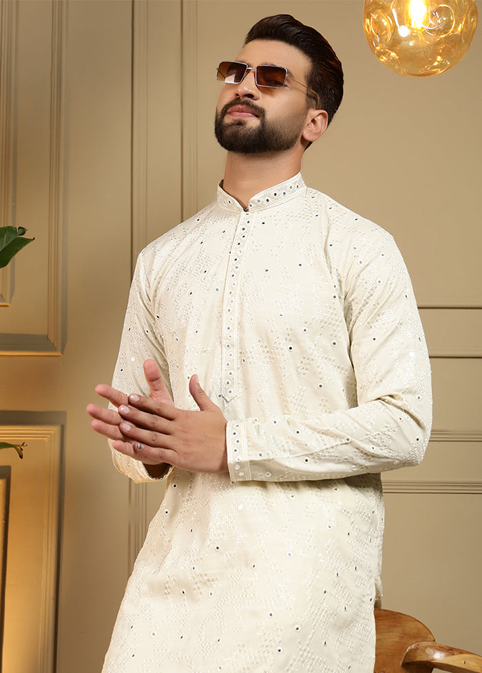 Cream Cotton Kurta & Pajama Set