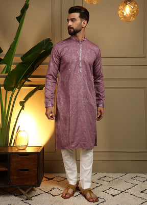 Wine Cotton Kurta & Pajama Set