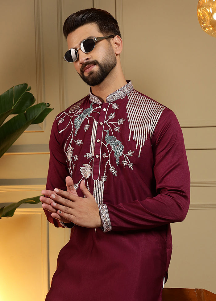 Maroon Silk Kurta & Pajama Set