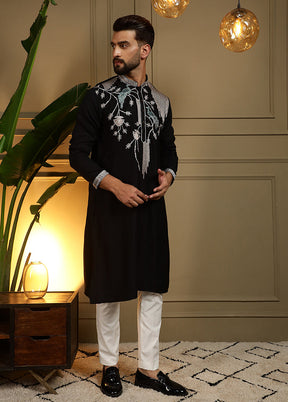 Black Silk Kurta & Pajama Set