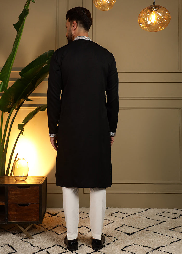 Black Silk Kurta & Pajama Set