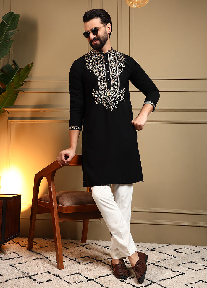 Black Silk Kurta & Pajama Set