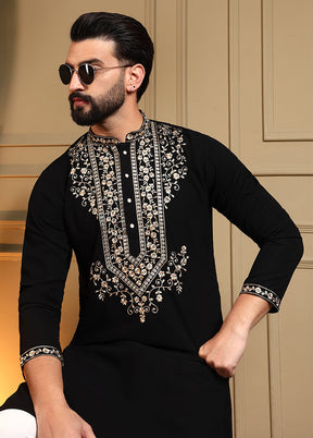 Black Silk Kurta & Pajama Set