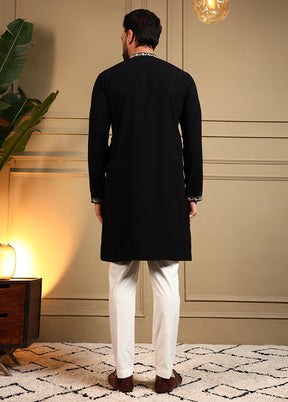 Black Silk Kurta & Pajama Set