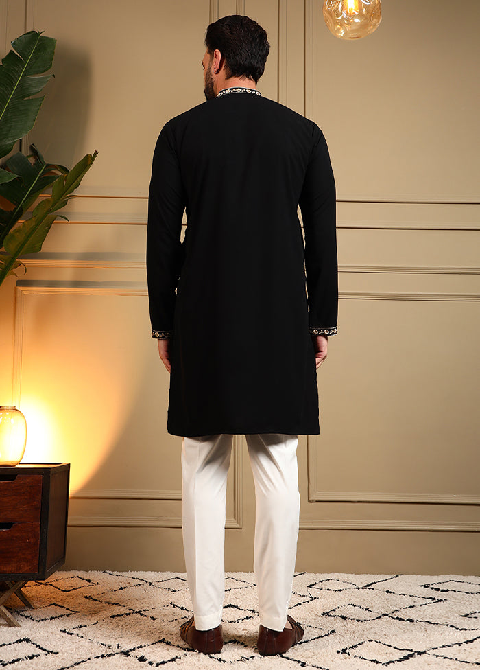 Black Silk Kurta & Pajama Set