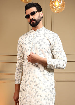 Cream Silk Kurta & Pajama Set