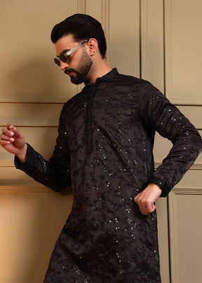 Black Silk Kurta & Pajama Set