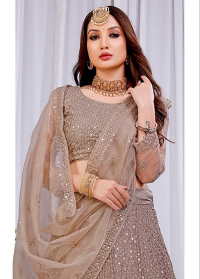 3 Pc Coral Net Semi Stitched Lehenga Set - Indian Silk House Agencies
