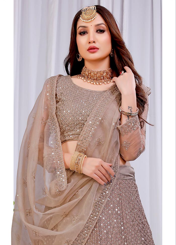 3 Pc Coral Net Semi Stitched Lehenga Set - Indian Silk House Agencies