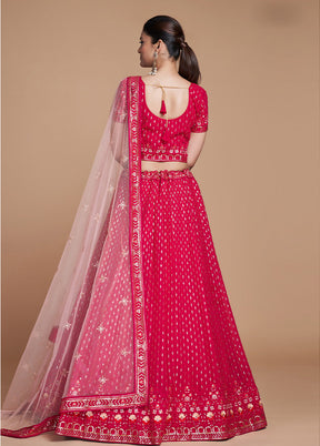 3 Pc Pink Georgette Semi Stitched Lehenga Set - Indian Silk House Agencies