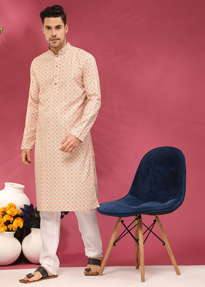 Multicolor Mandarin Collar Dupion Silk Kurta - Indian Silk House Agencies