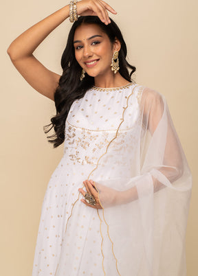 White Readymade Georgette Indian Dress - Indian Silk House Agencies